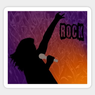 Silhouette of a Rock Singer with Purple and Orange Background Sticker